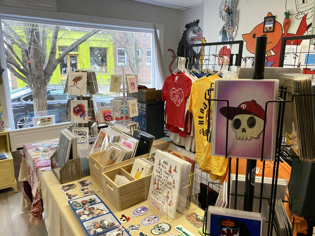 Collingsweird Apparel and Gift Shop interior Collingsweird Apparel and Gift Shop interior - funny prints and buttons for sale in Collingswood, NJ