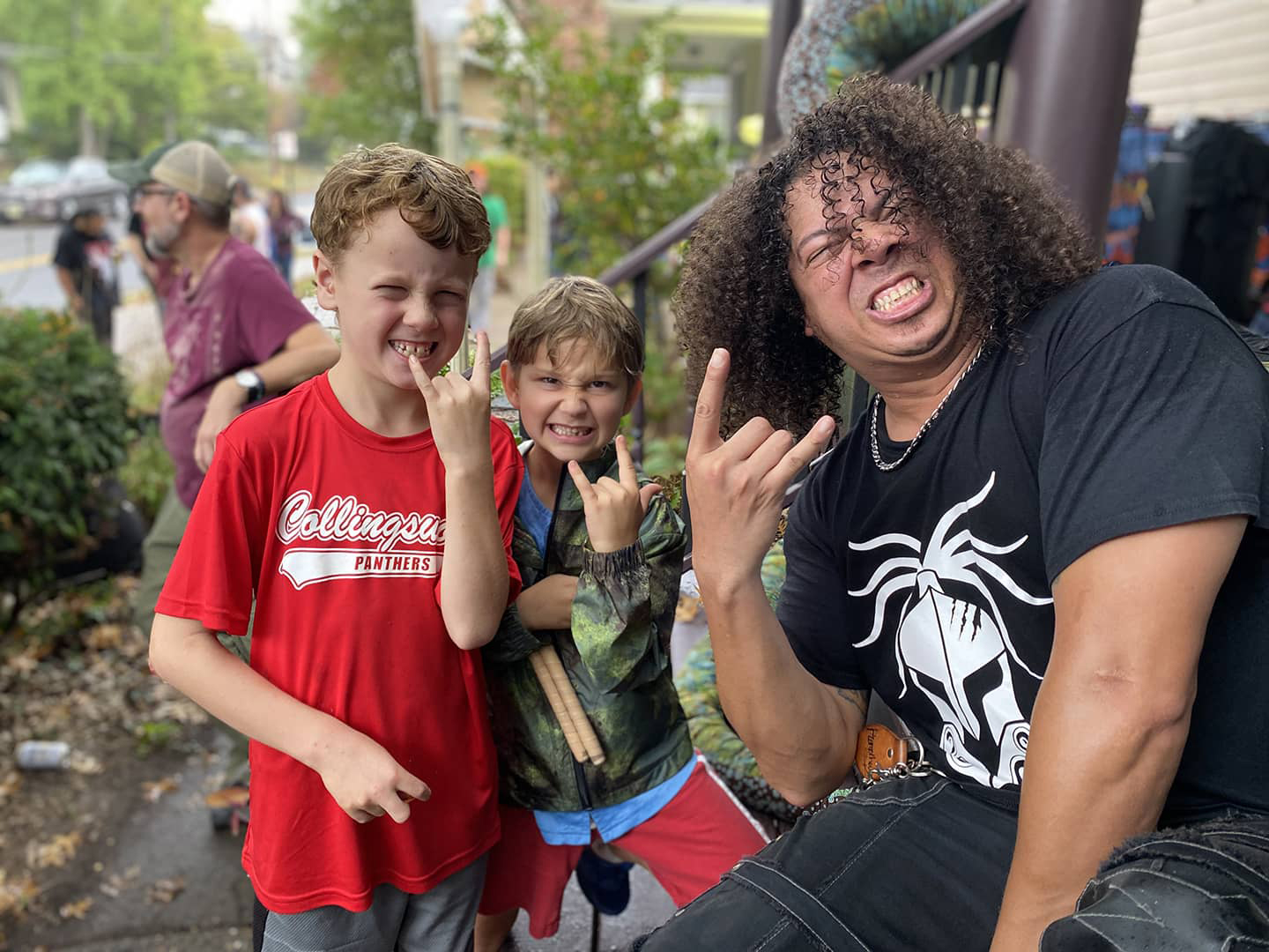 St. Prometheus from Stereotytans with fans at Collingswood Porchfest